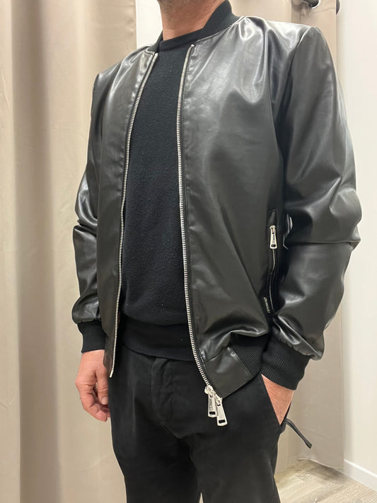 Bomber Ecopelle Gianni Lupo Nero