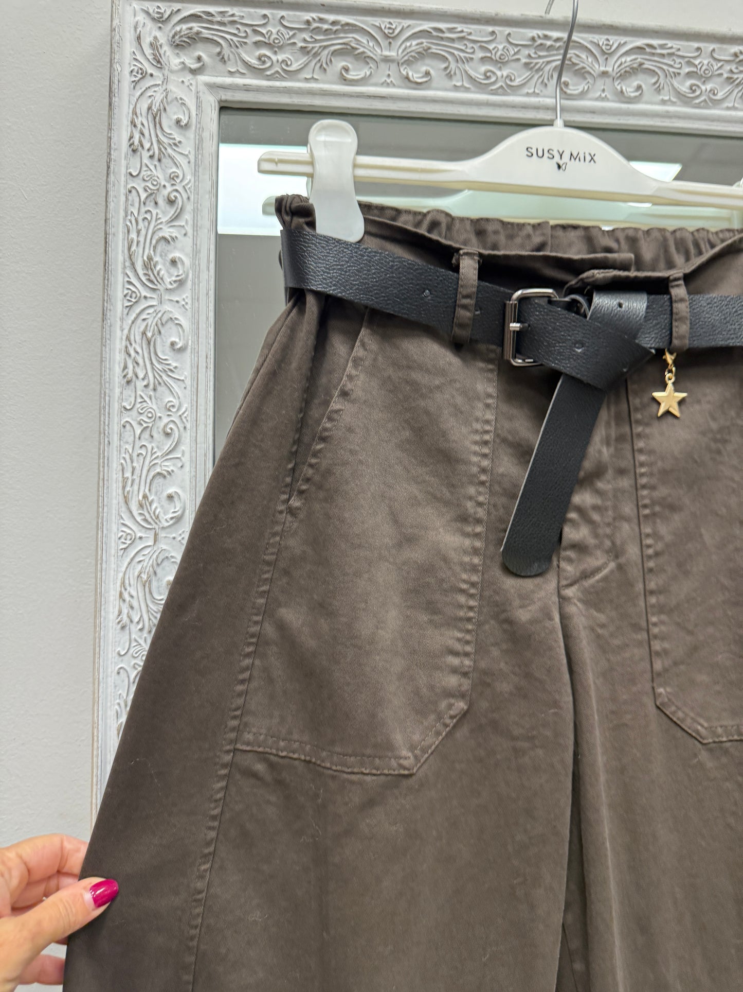 Pantaloni ovetto con cintura moro Susy Mix
