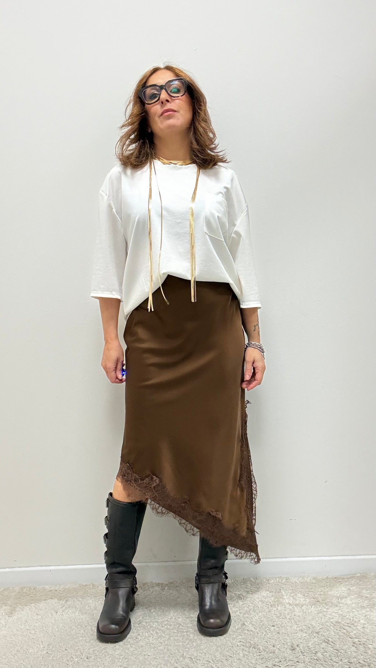 Longuette con Pizzo Asimmetrica Moro HaveOne Art.GMA-R040