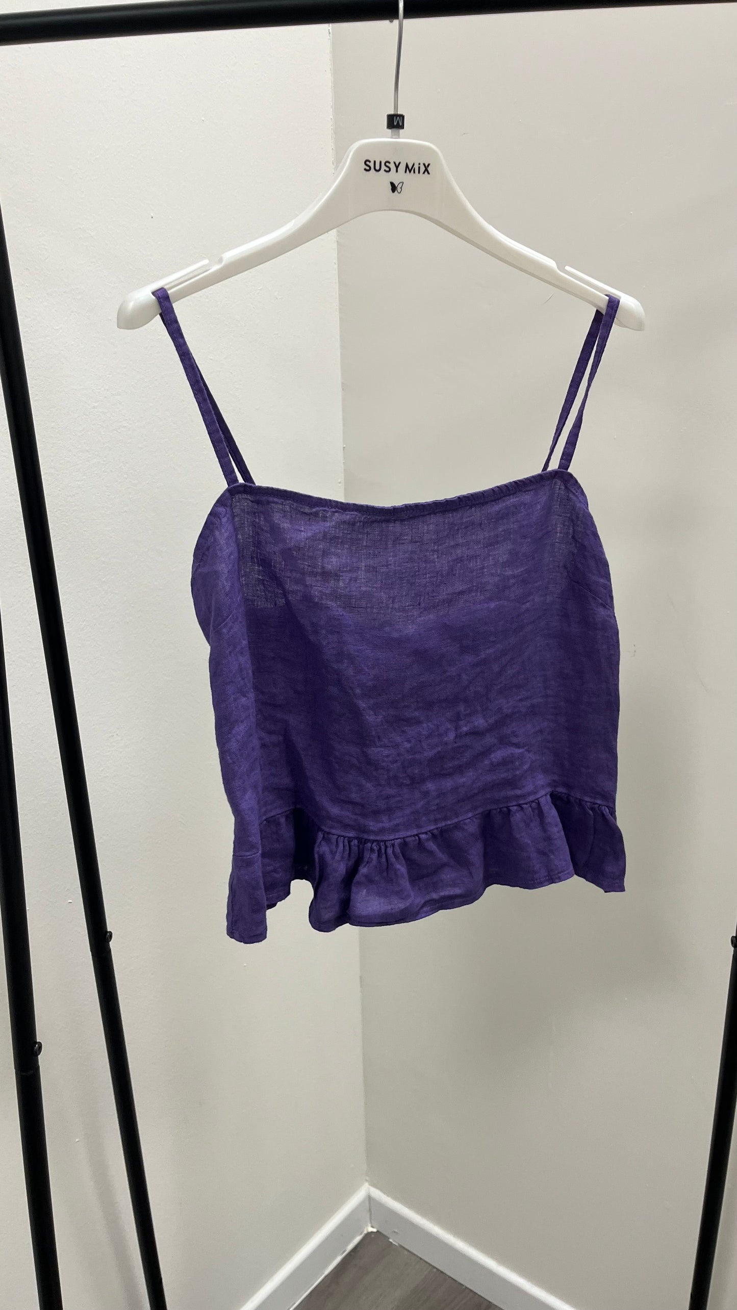Top con Gala in Lino Viola Susy Mix Art.34141