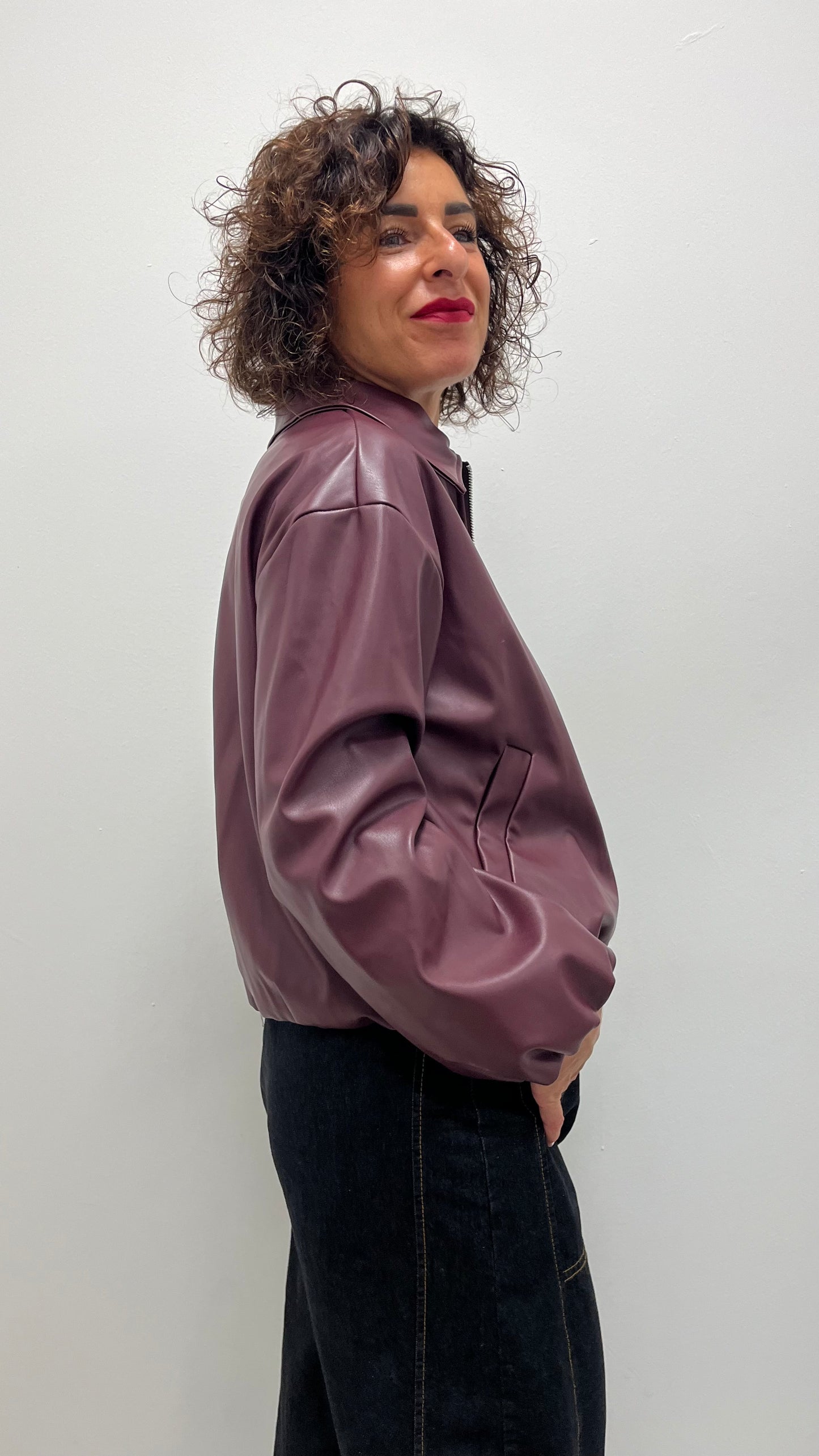 Bomber Ecopelle Extasy Bordeaux