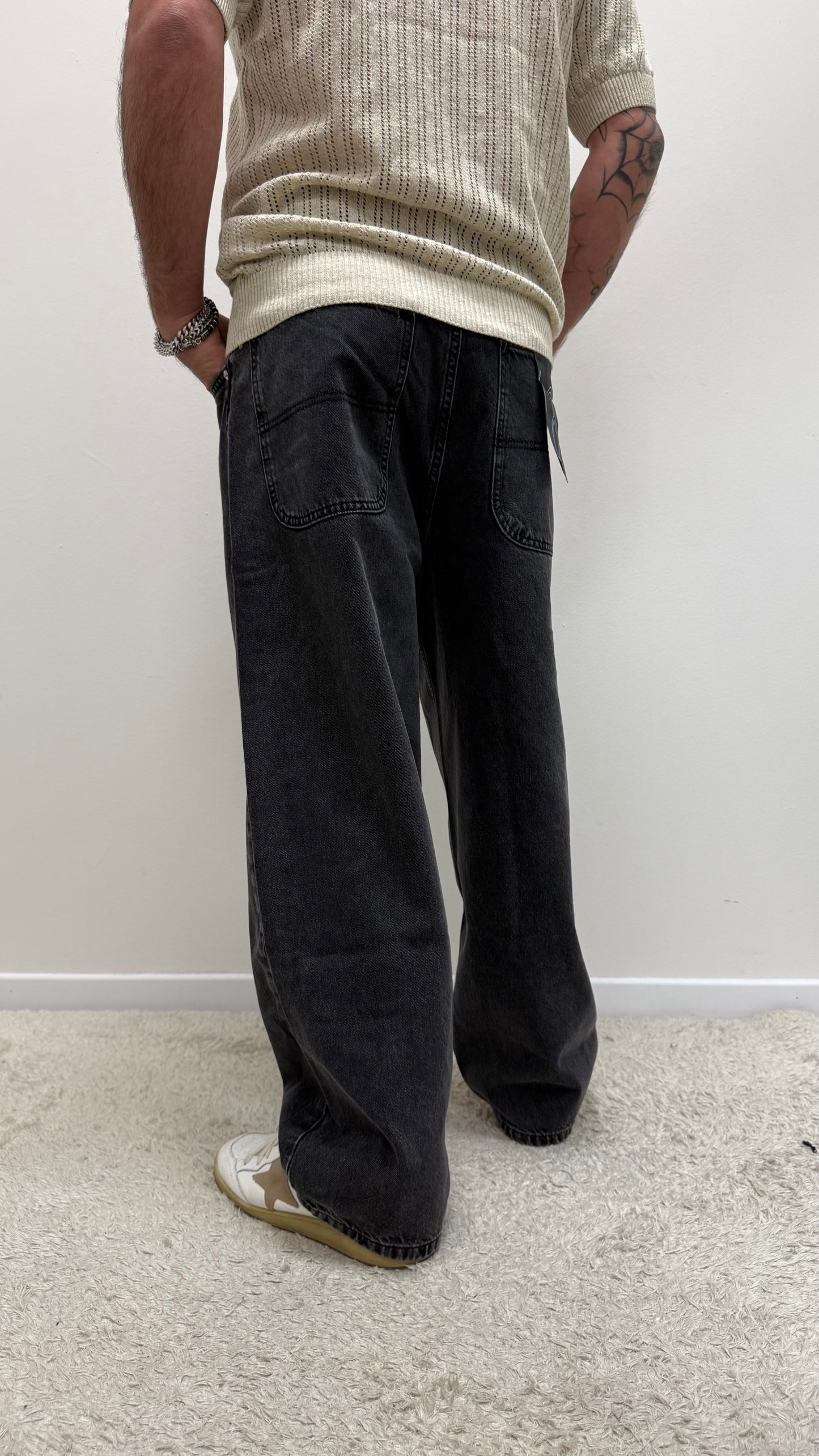 Jeans Baggy Nero Slavato Imperial
