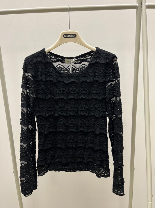 Maglia pizzo manica Lunga Susy Mix Nera