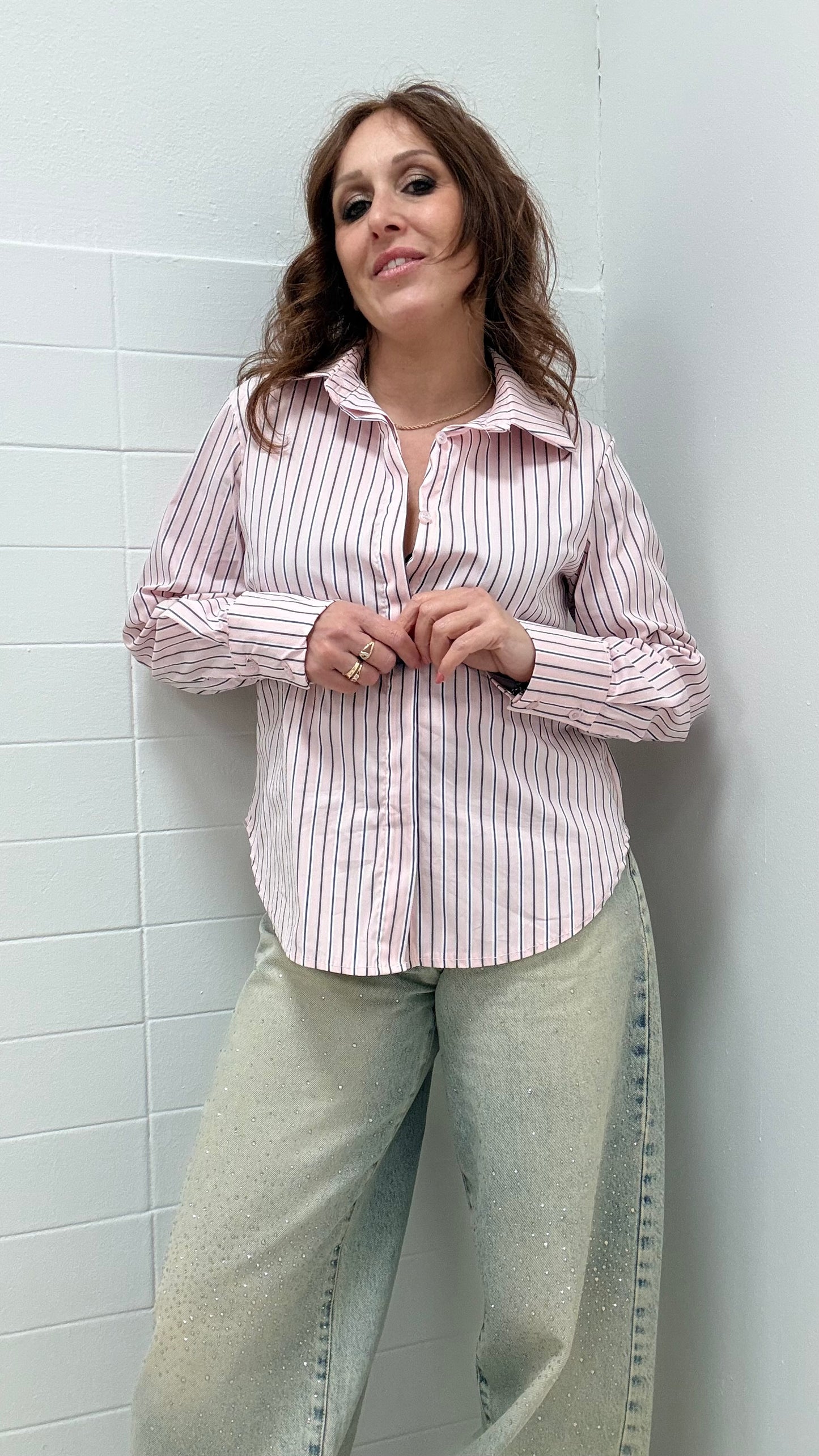 Camicia righe rosa Memoire