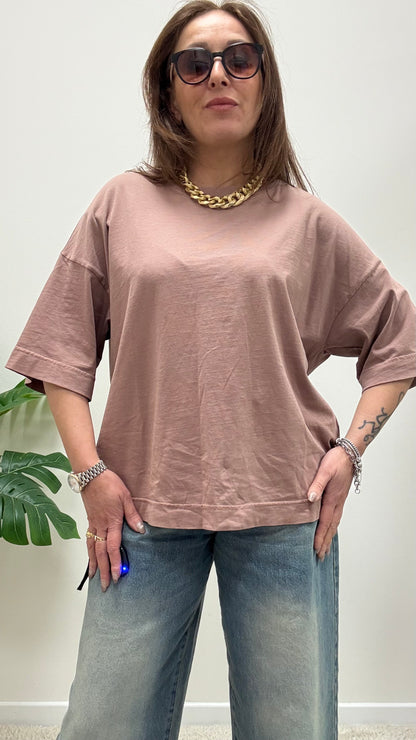 T-shirt scatola Haveone rosa blush