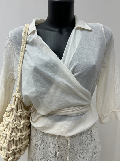 Susy mix camicia incrociata in mussola burro