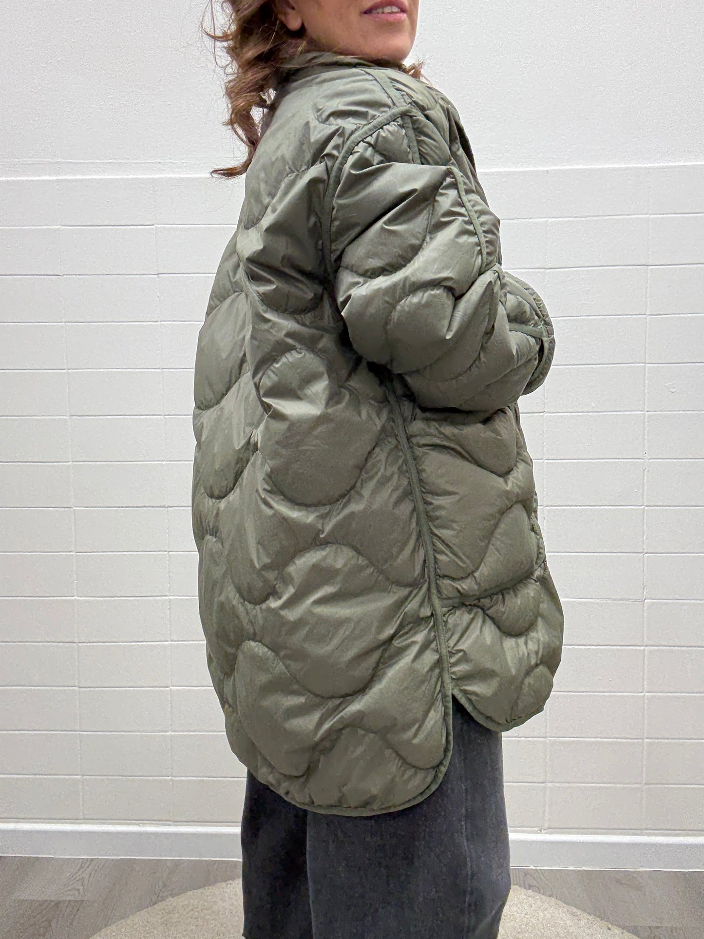 HaveOne Piumino Lungo Trapuntato Verde Militare