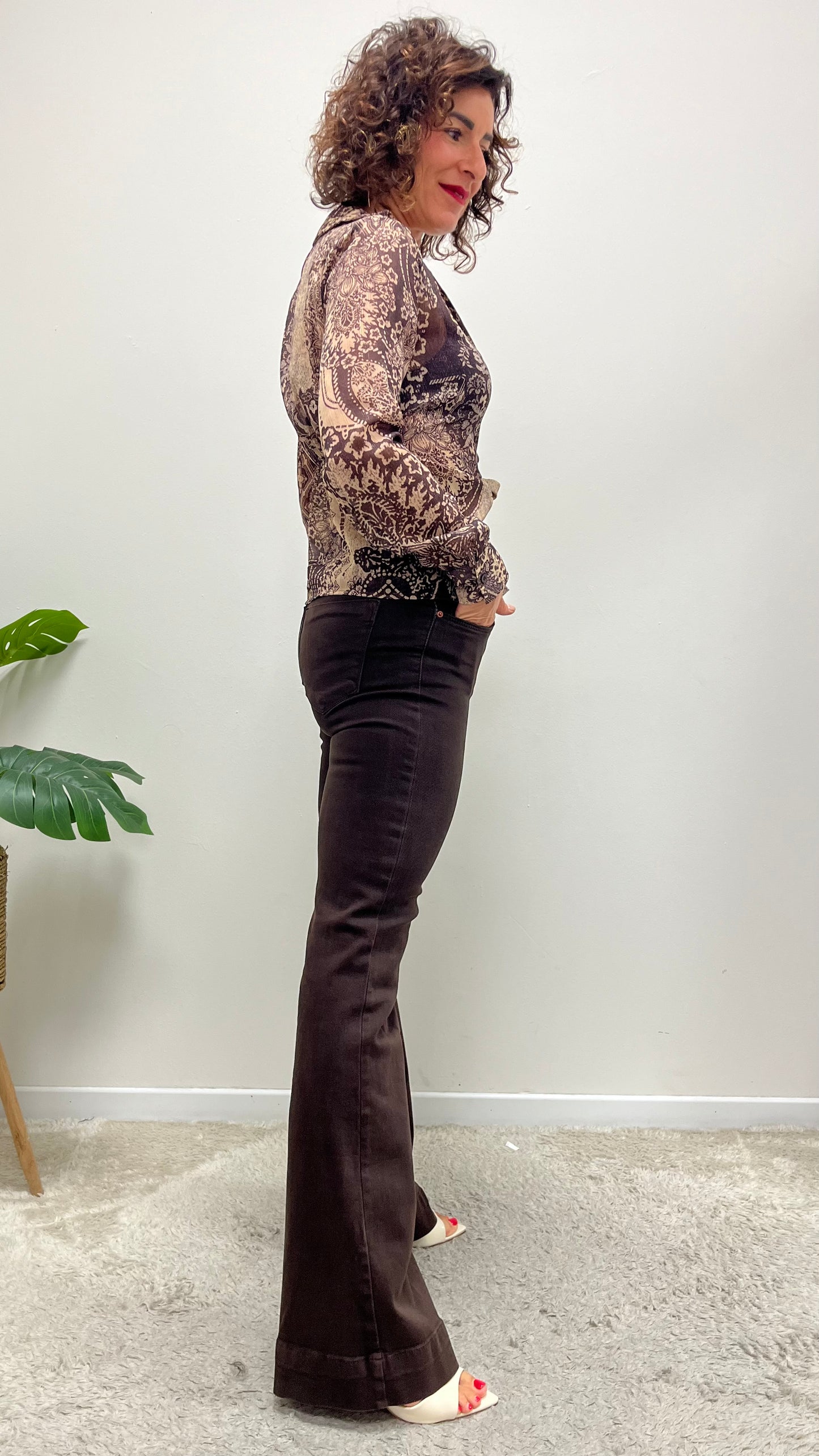 Pantaloni zampa cotone moro Extasy