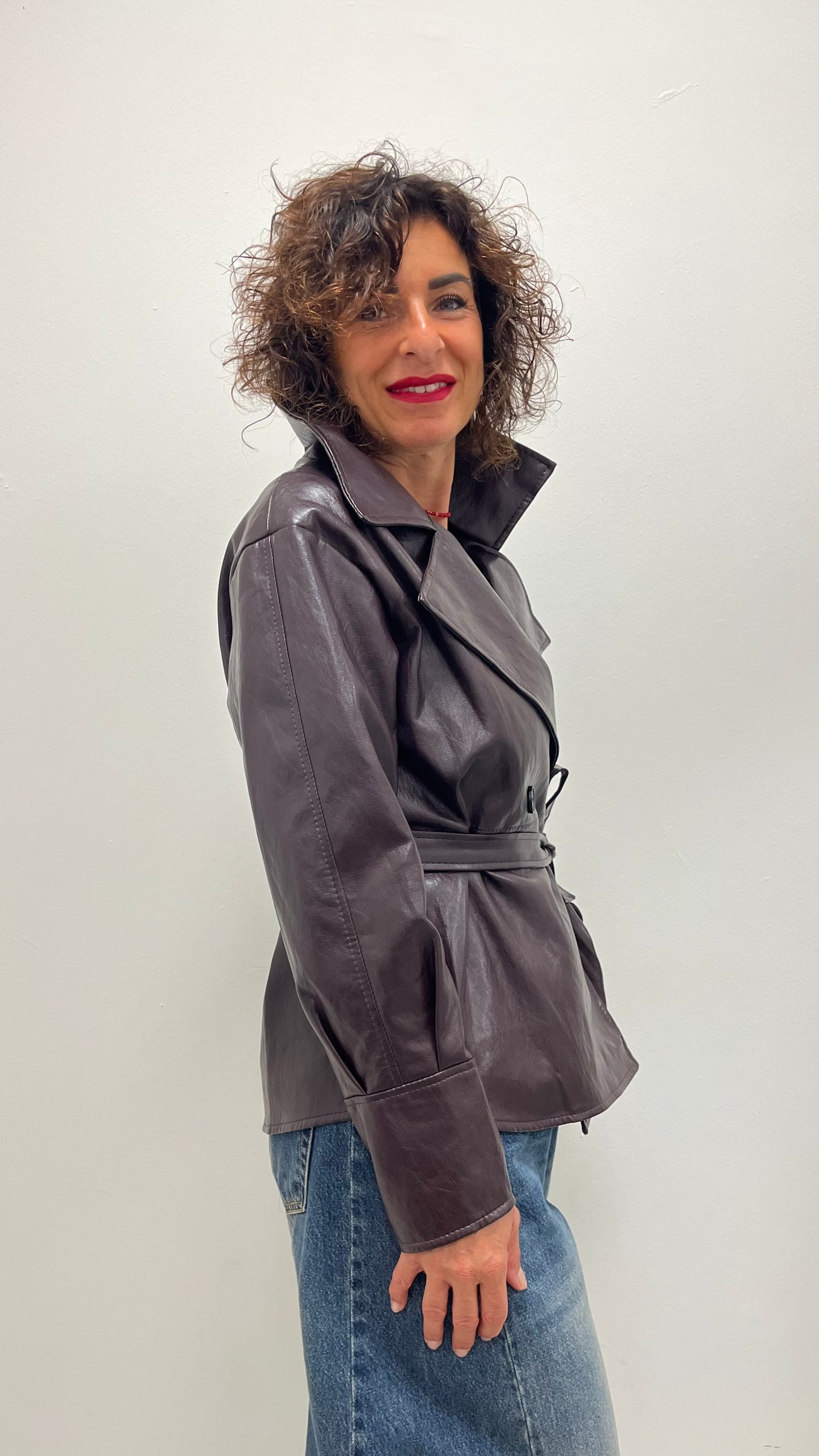 Giacca Camicia Ecopelle Extasy Bordeaux