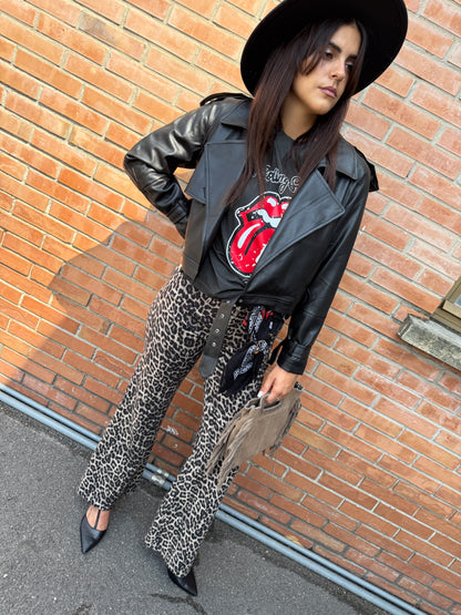 HaveOne T-Shirt Over con Stampa Rock e Roll Grigia