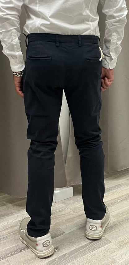 Gianni Lupo Pantalone Chinos Uomo Modello Tahoma Blu Navy