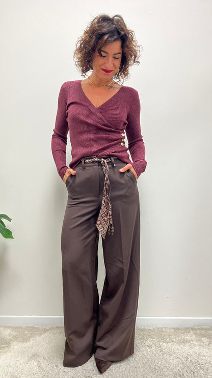 Maglia incrociata Lurex Extasy bordeaux