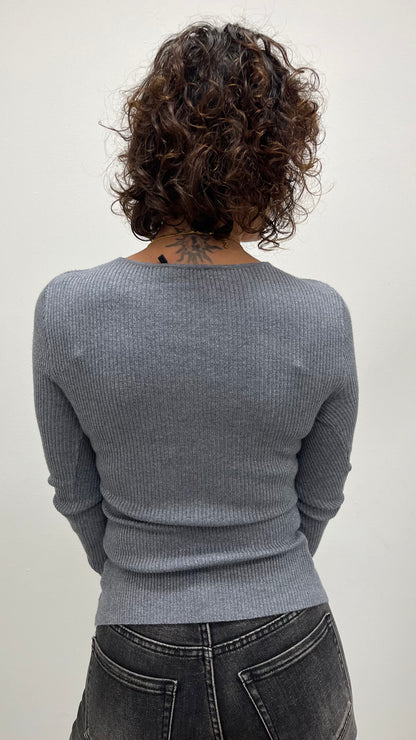 Maglia incrociata Lurex Extasy grigio