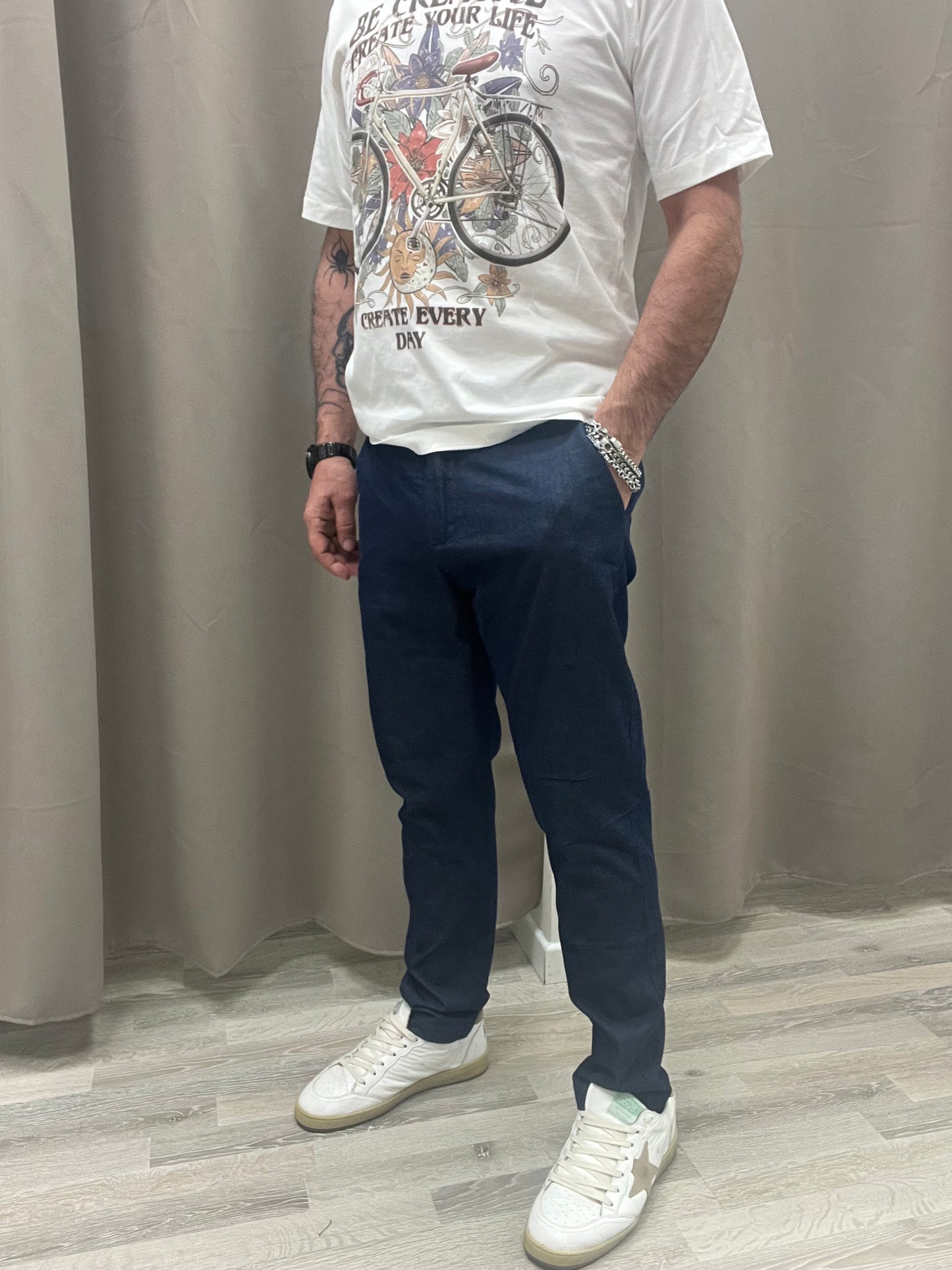 Pantalone Chinos Jeans Blu Gianni Lupo