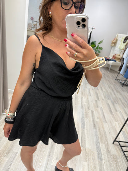 Haveone top in viscosa goffrata nero