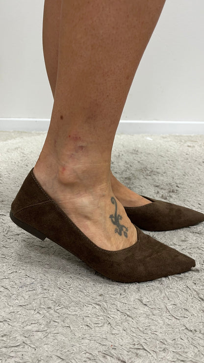 Ballerine eco camoscio moro punta Memoire