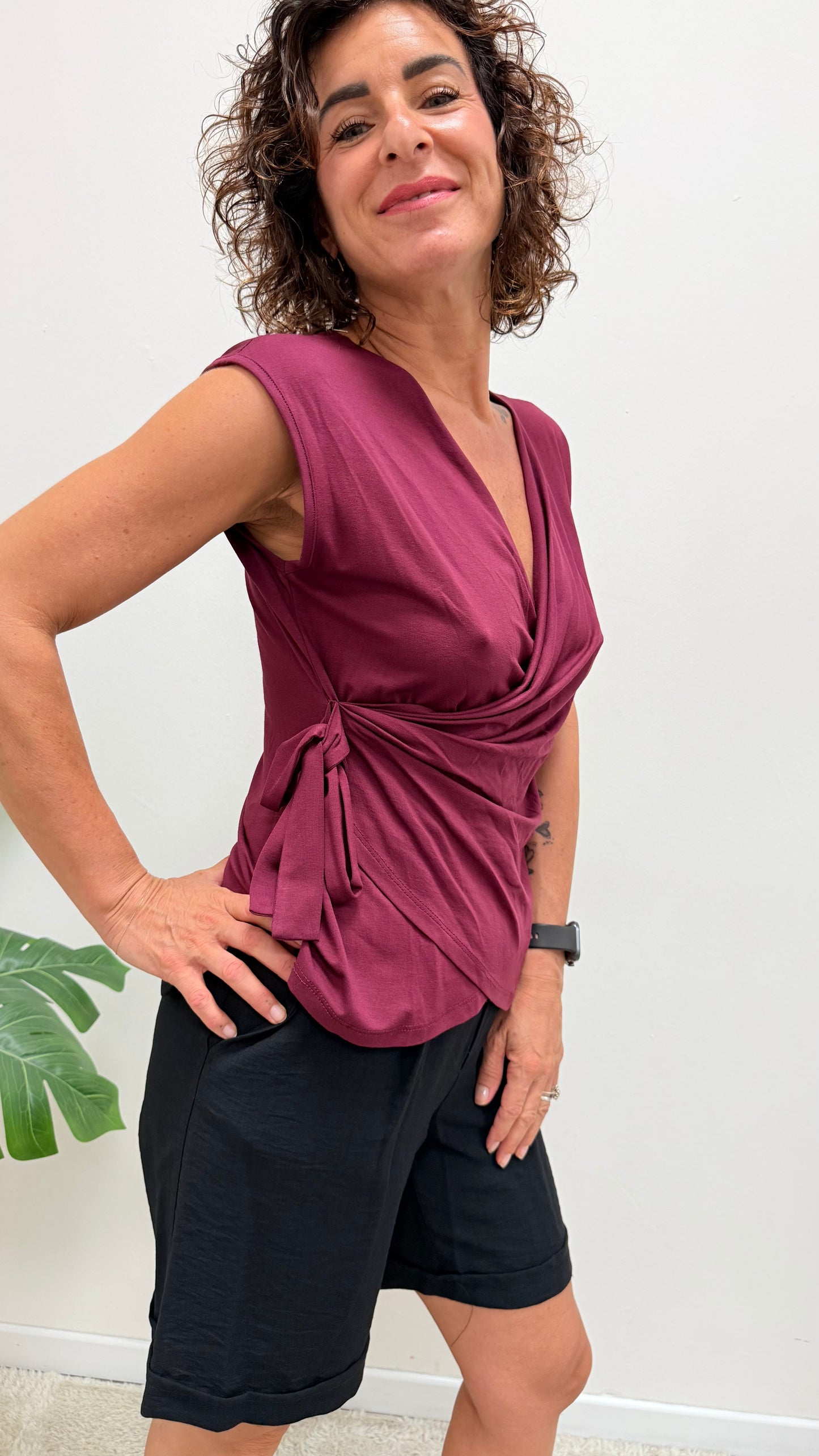 Blusa incrocio con nodo Extasy vino