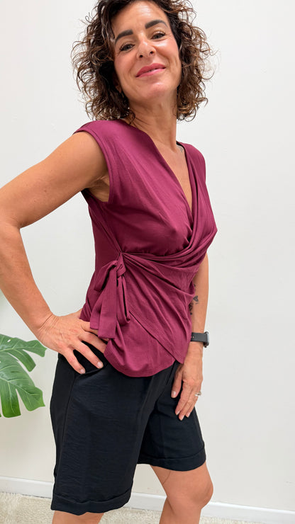 Blusa incrocio con nodo Extasy vino