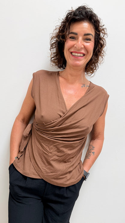 Blusa incrocio con nodo Extasy moro