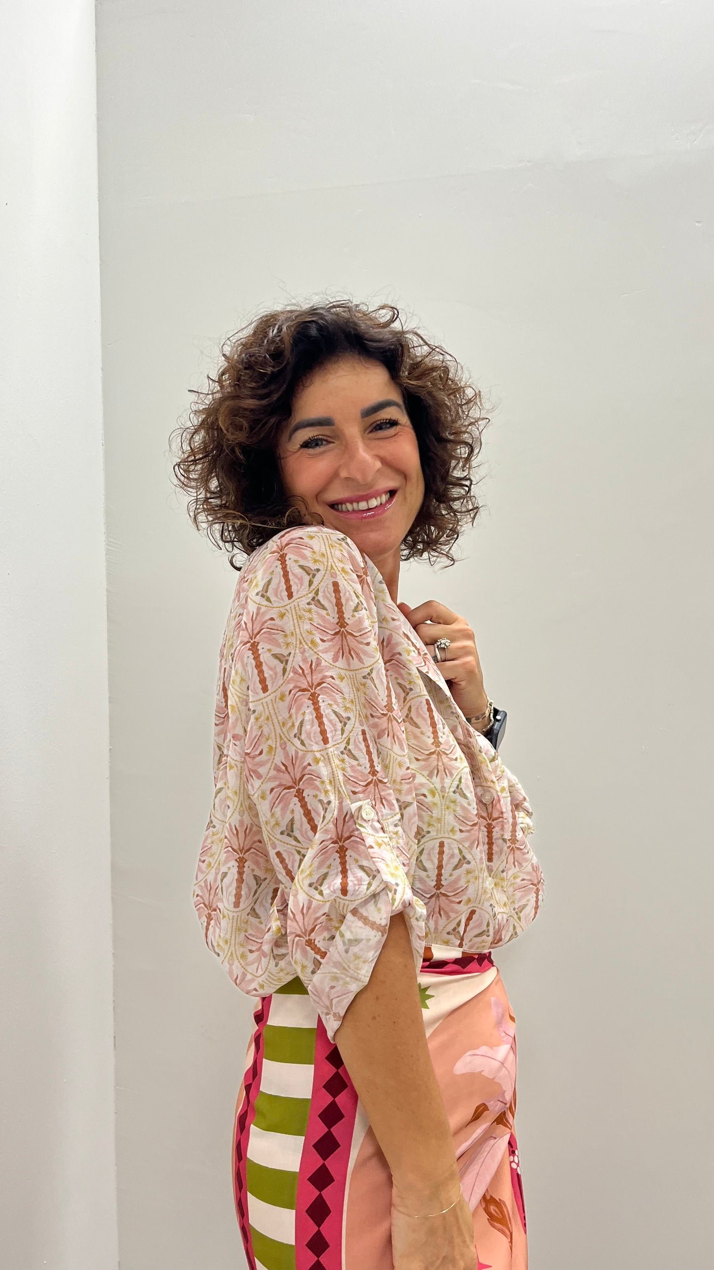 Camicia fantasia palmine rosa HaveOne Art.CSV-Q508