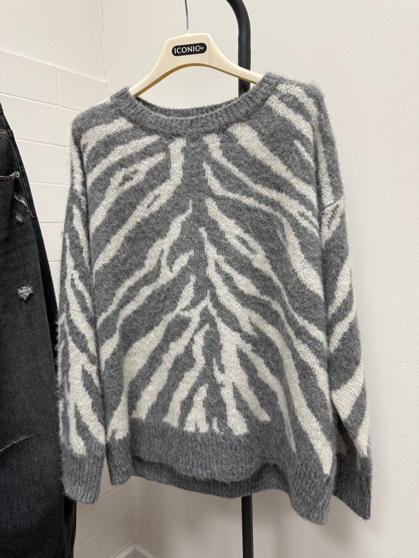 Maglia zebrata grigio jaquard Haveone