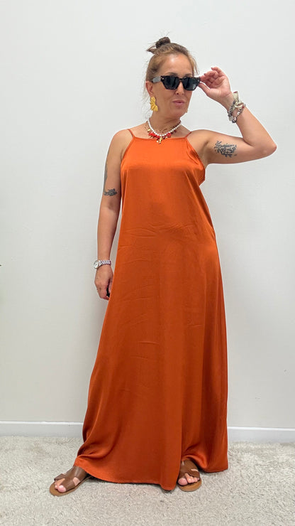 Abito raso scollo dietro papaya Haveone
