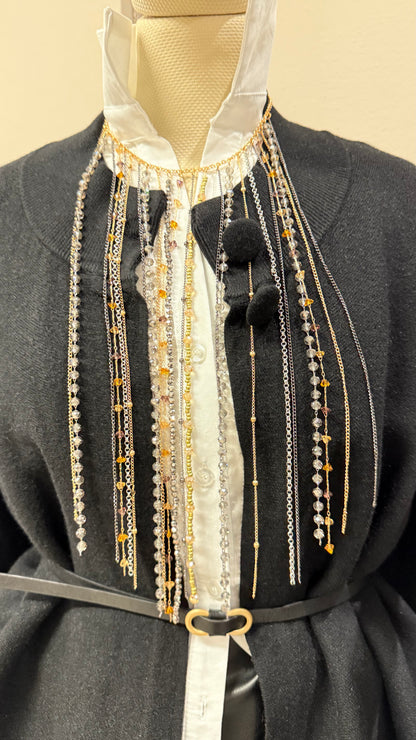 Collana Medusa multifilo pietre e oro