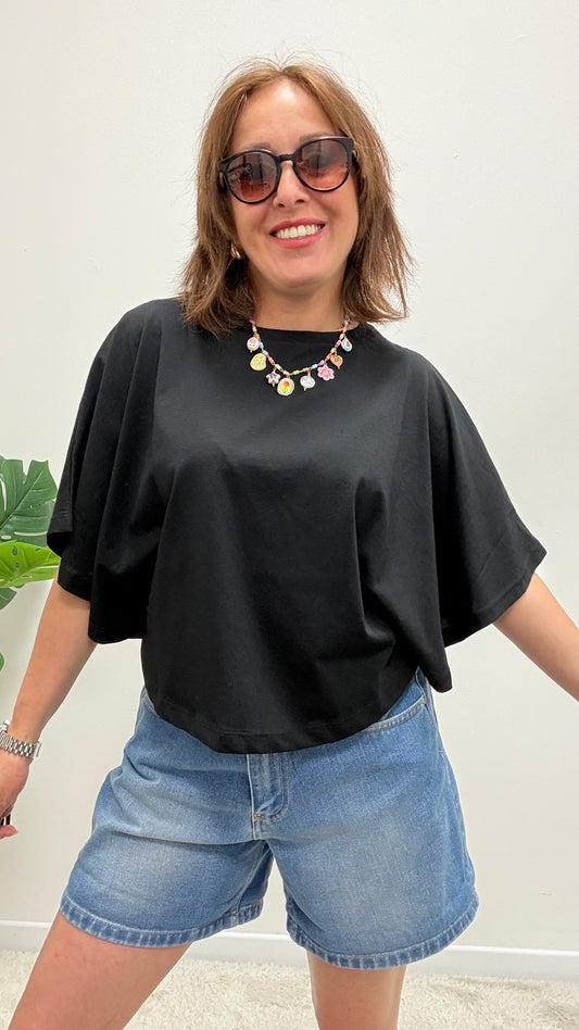 T-shirt mantella nero Susy Mix