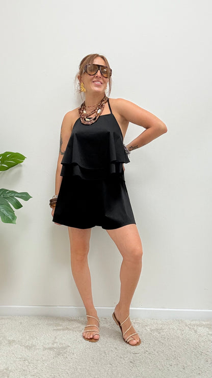 Top farfalla svasato cotone My-d nero