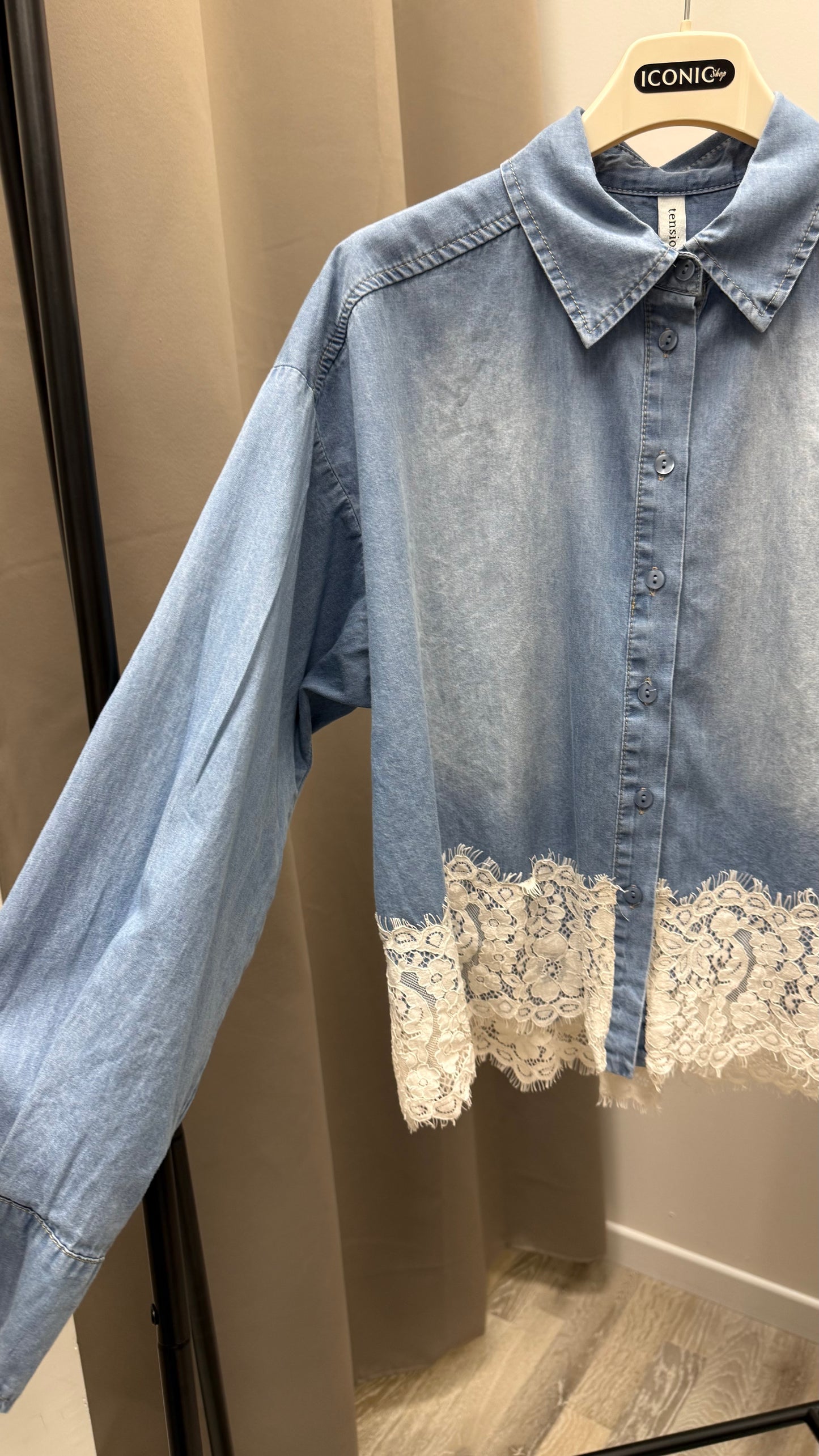 Camicia chambray con pizzo Tensione In