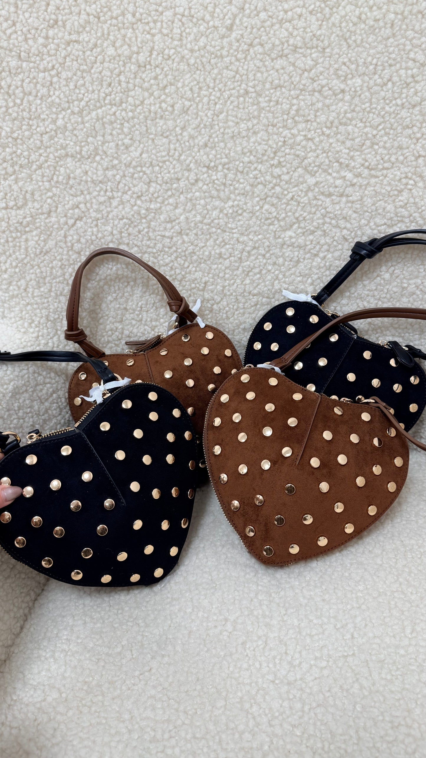 Borsa cuore borchie oro moro Memoire