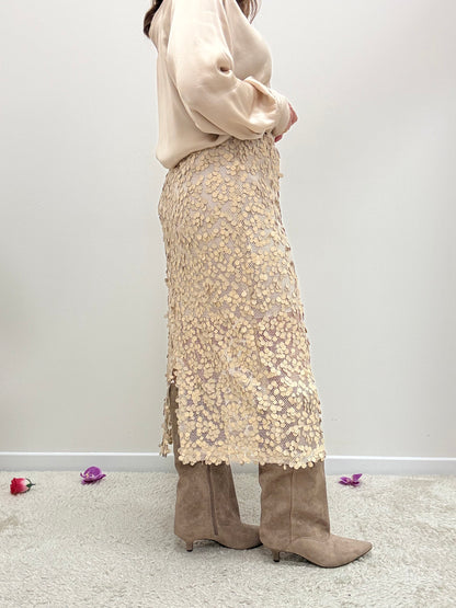 Gonna paillettes beige Haveone