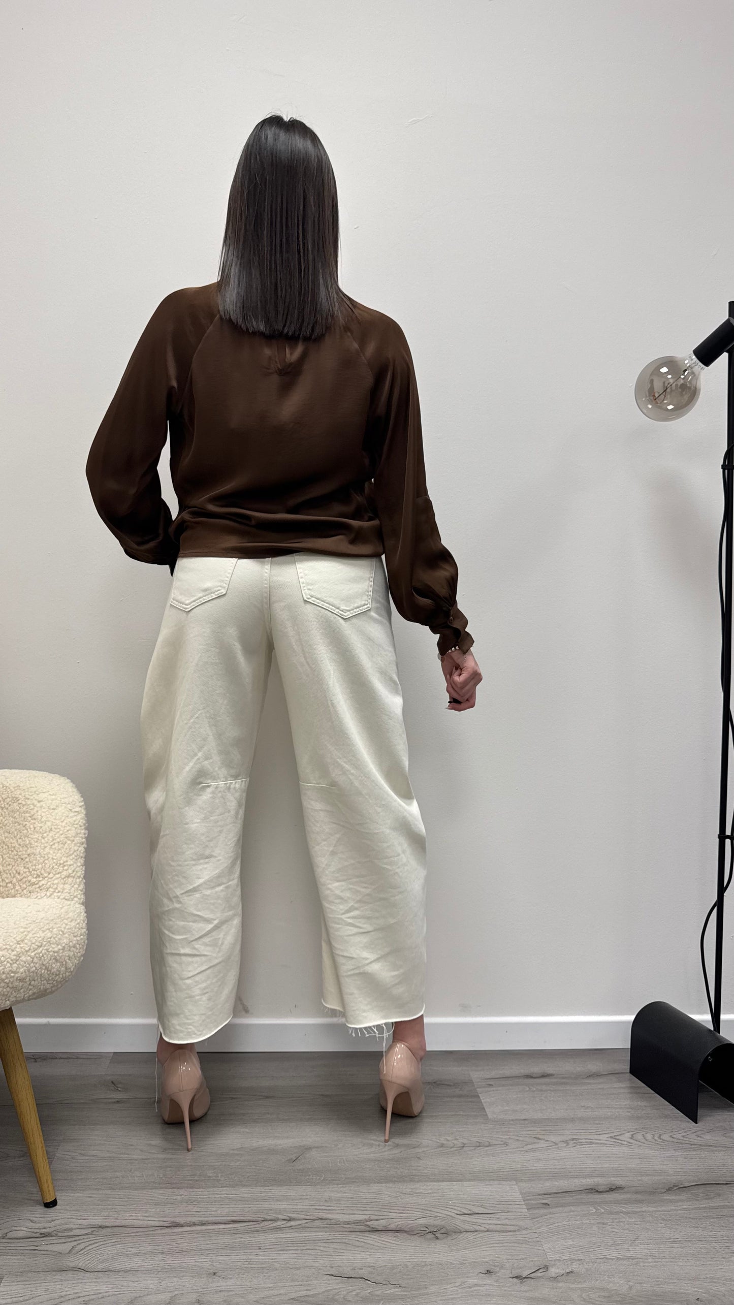 Blusa raso viscosa 100% nodo Haveone moro