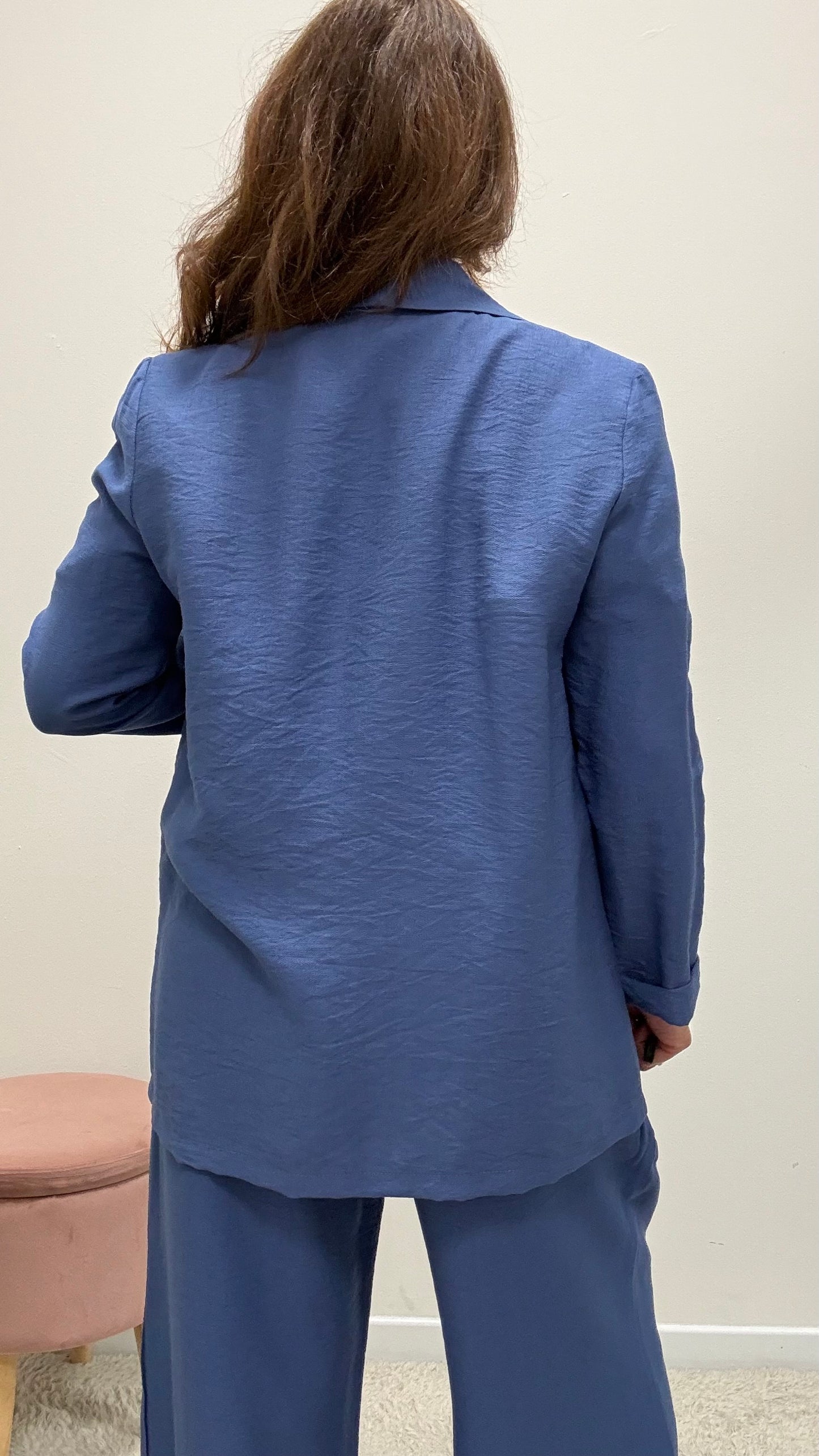 Giacca sfoderata viscosa stropicciata blu Extasy