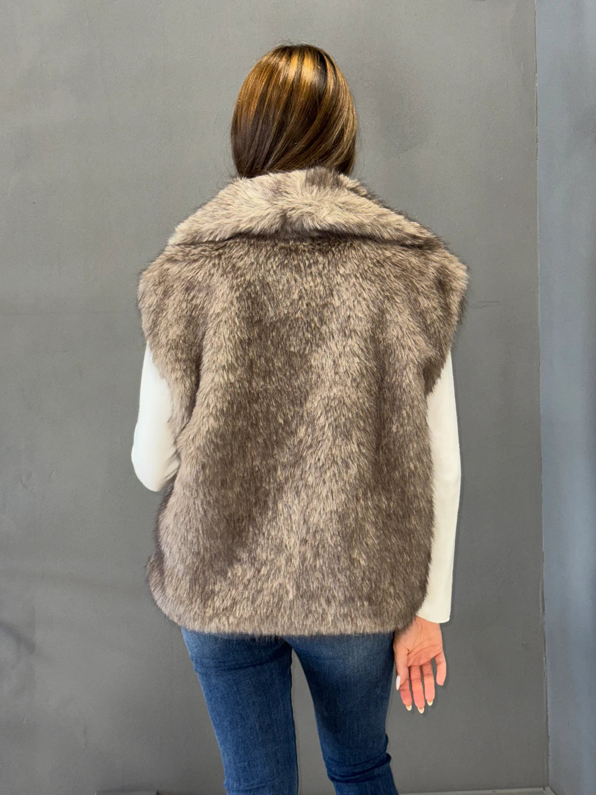 Gilet ecopelliccia tortora Susy Mix