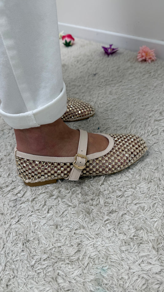 Ballerine burro con strass oro Memoire