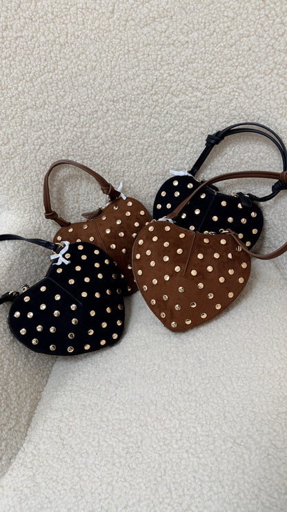 Borsa cuore borchie oro nero Memoire