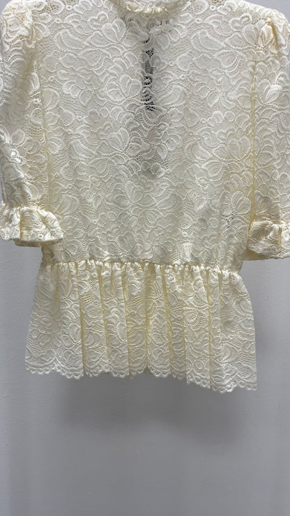 T-shirt pizzo manica sbuffo TPA-R006 burro