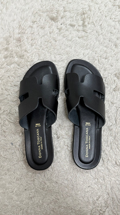Ciabatta pelle Donna Toscana nero