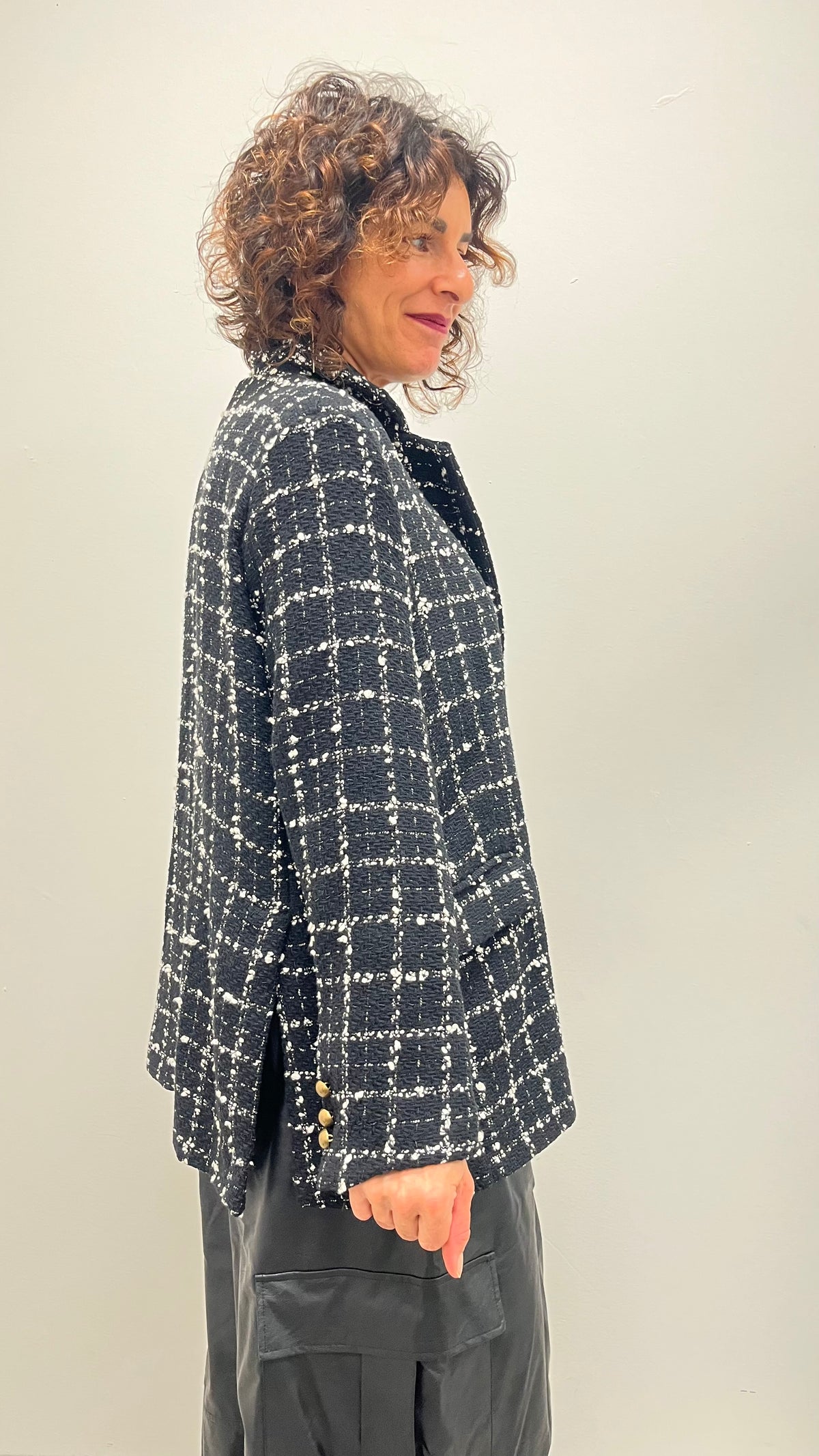 Giacca donna stile Chanel in tweed nero e bianco My-d