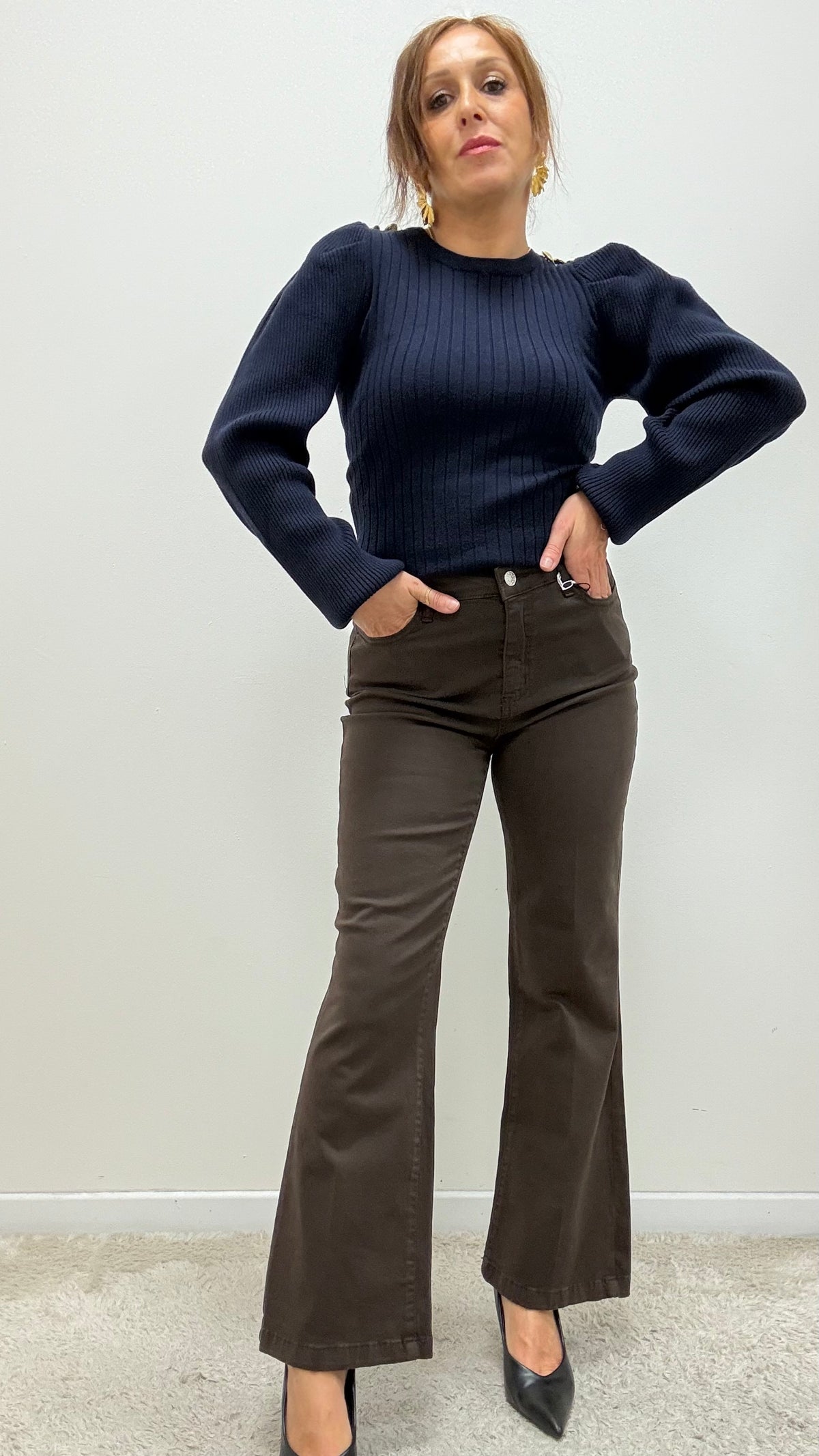 Pantaloni a trombetta Extasy moro