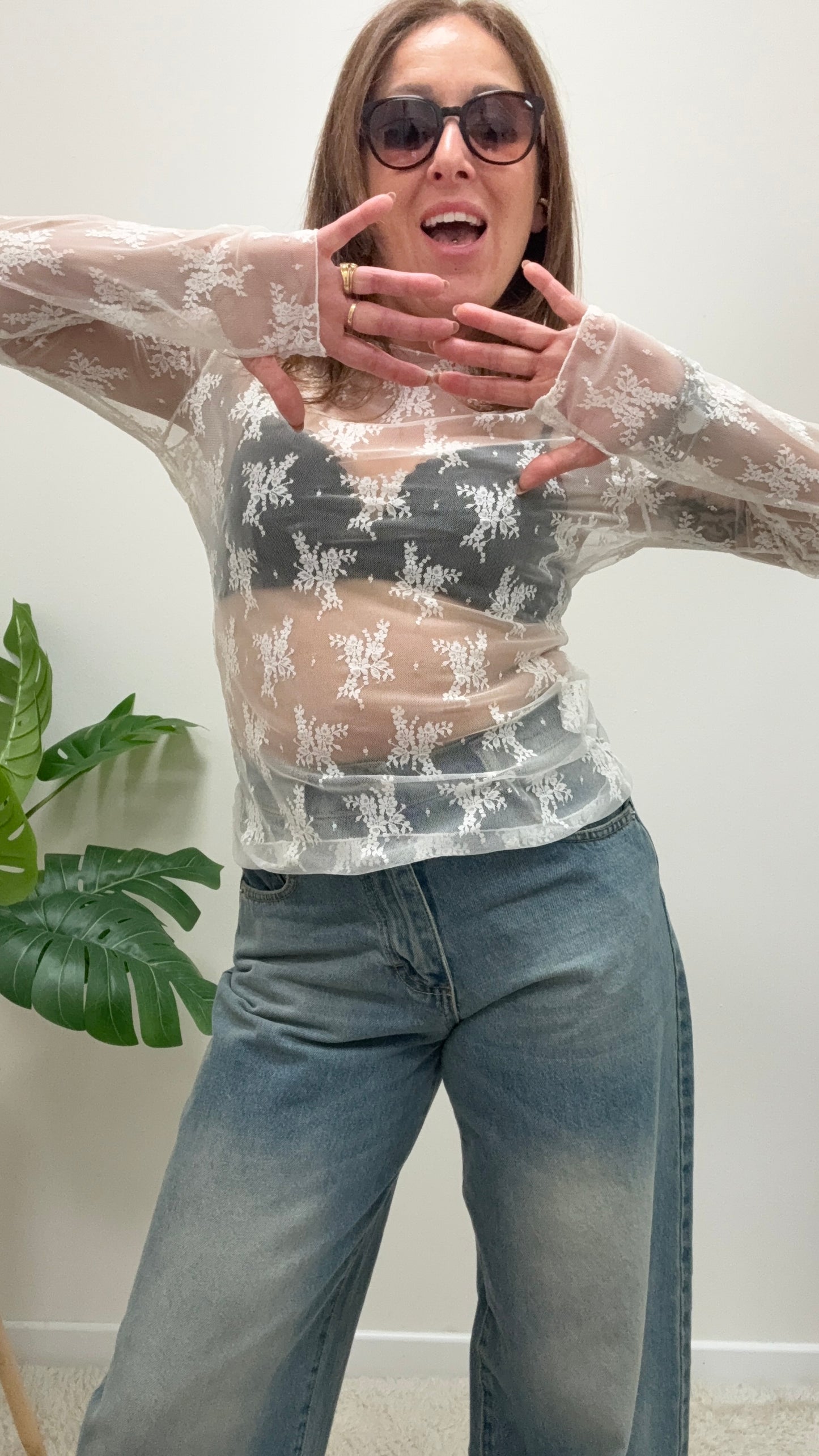 Maglia pizzo con guantino Susy Mix Burro