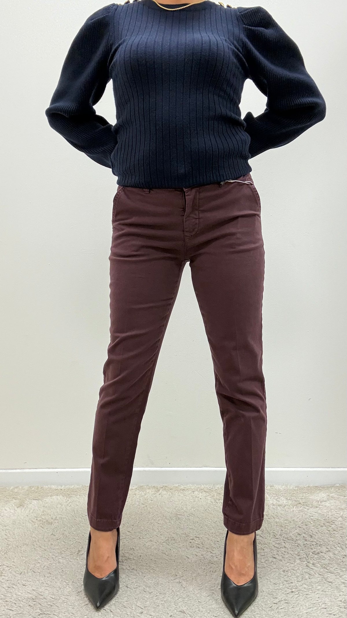 Pantalone Chino cotone bordeaux Extasy