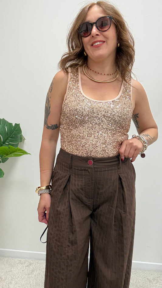 Canotta in Paillettes rosa Susy Mix