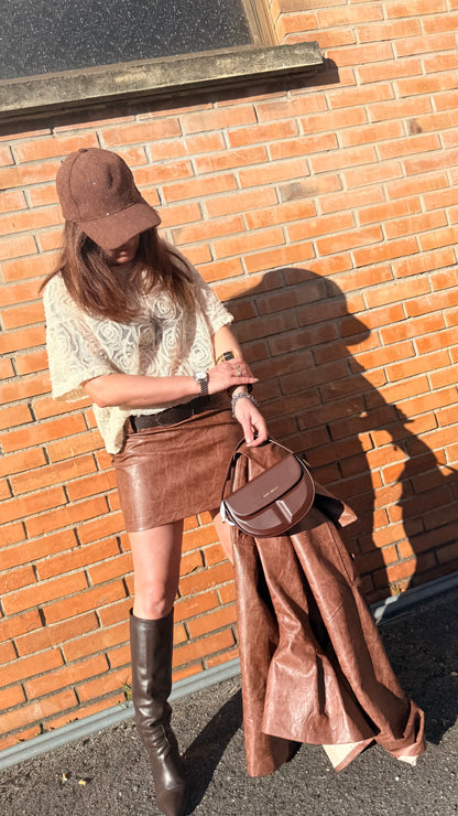 Gonna mini ecopelle martellata Haveone