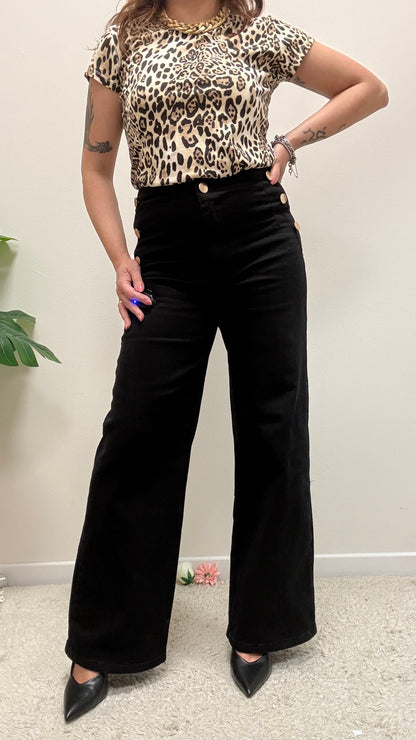 Pantaloni vita alta con bottoni Extasy