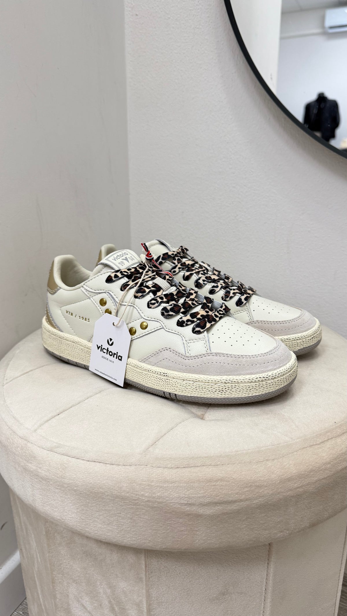 Sneackers Victoria donna beige/oro/animalier