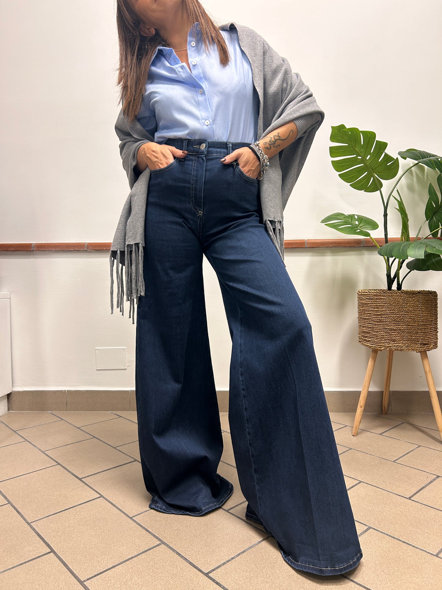 Denim stretch palazzo Haveone