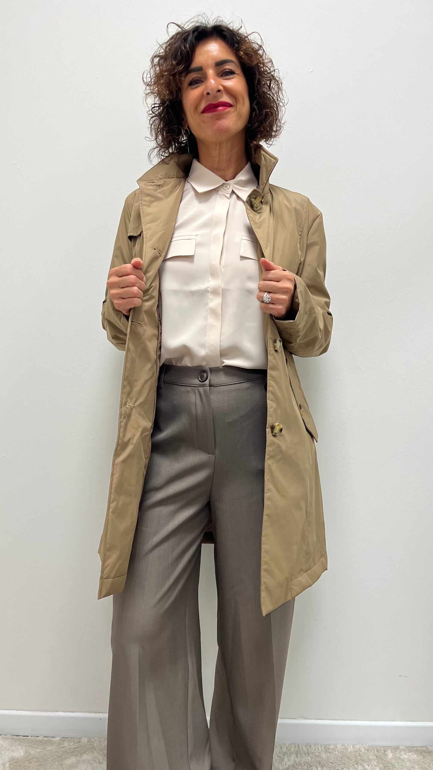 Trench con Collo Pelliccia Removibile Extasy Cammello