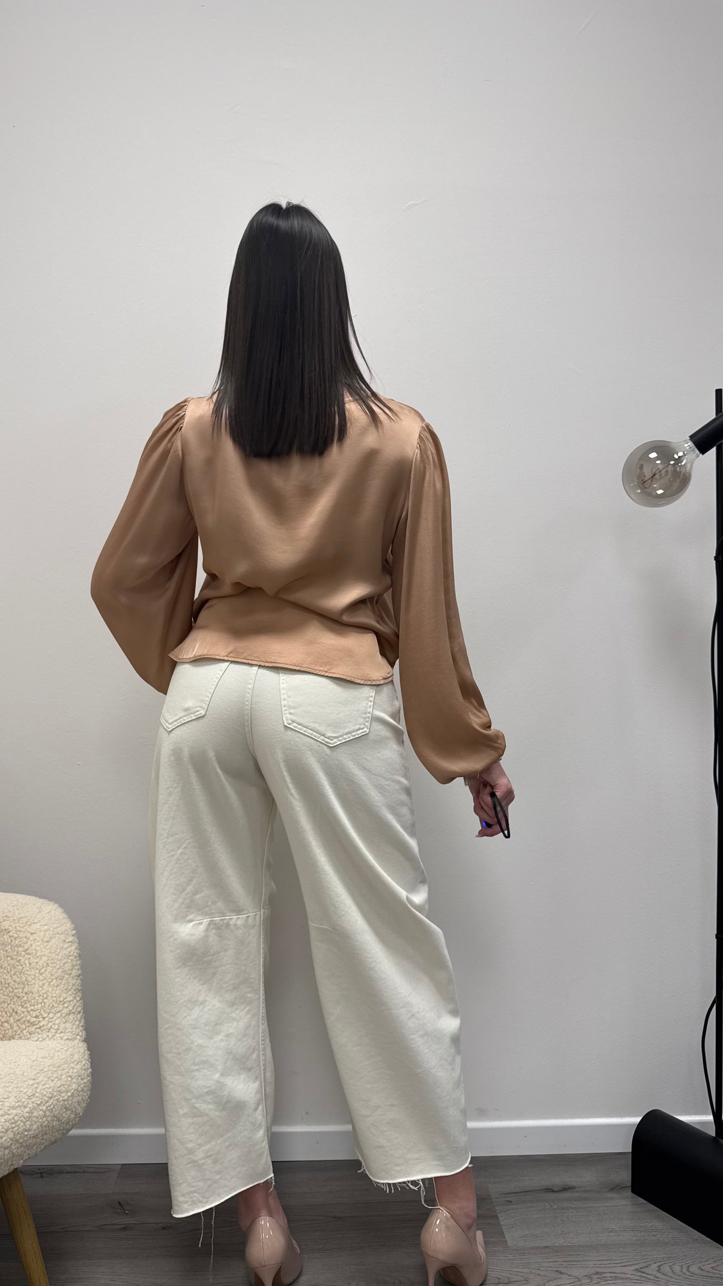 Blusa raso viscosa 100% scollo a V Haveone Blush